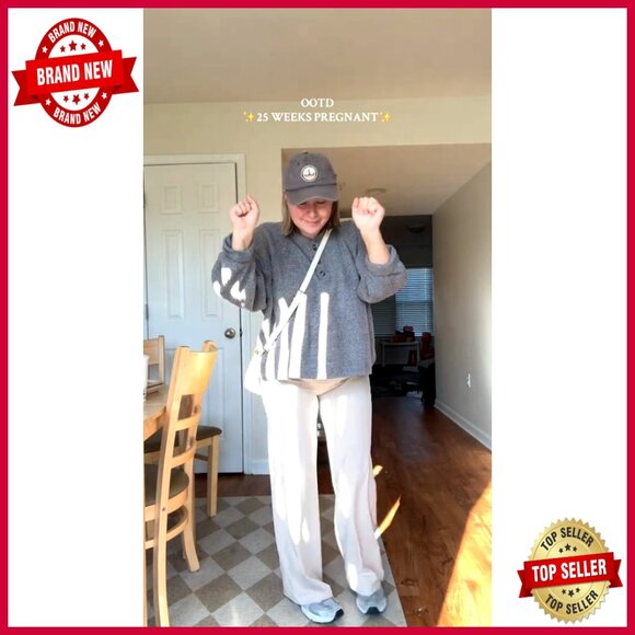 Maternity Yoga Wide Leg Pants with Pockets Petite/Regular/Tall - Picture 7 of 7